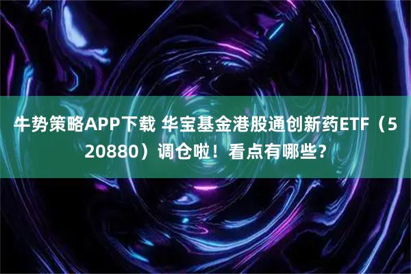 牛势策略APP下载 华宝基金港股通创新药ETF（520880）调仓啦！看点有哪些？